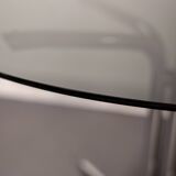 Round dining table in smoked glass and chrome-plated steel, Italy, 1970