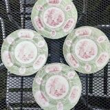 Set of 4 antique plates - Creil & Montereau - Opaque porcelain -
