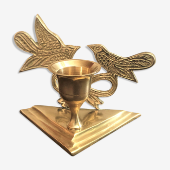 Candle holder golden brass decoration birds