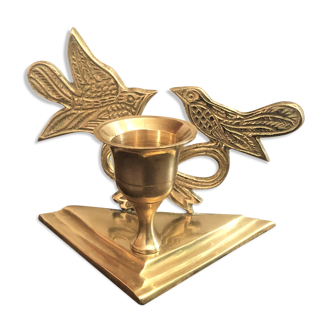 Candle holder golden brass decoration birds