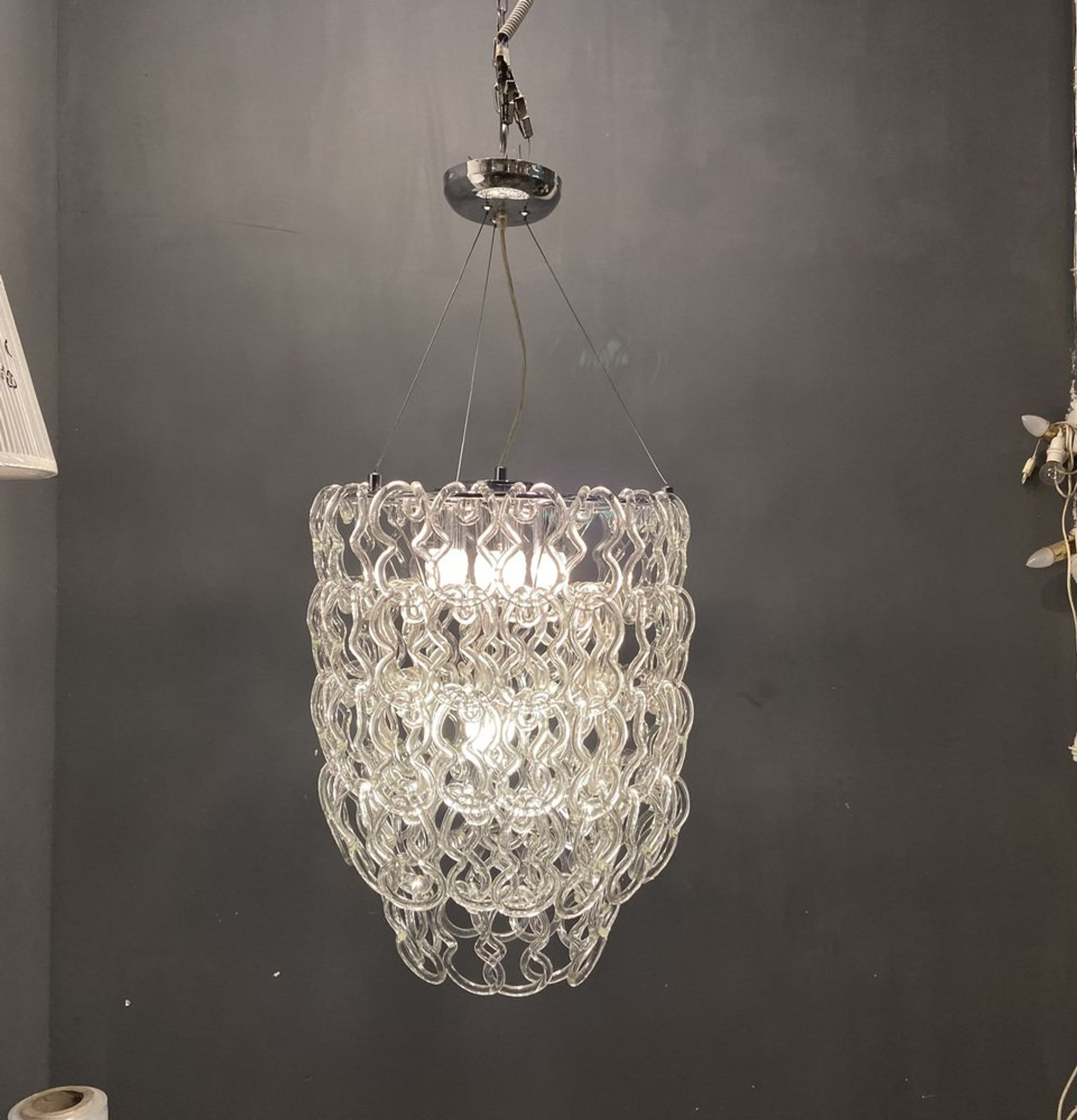 Murano glass chandelier by Angelo Mangiarotti Vistosi production