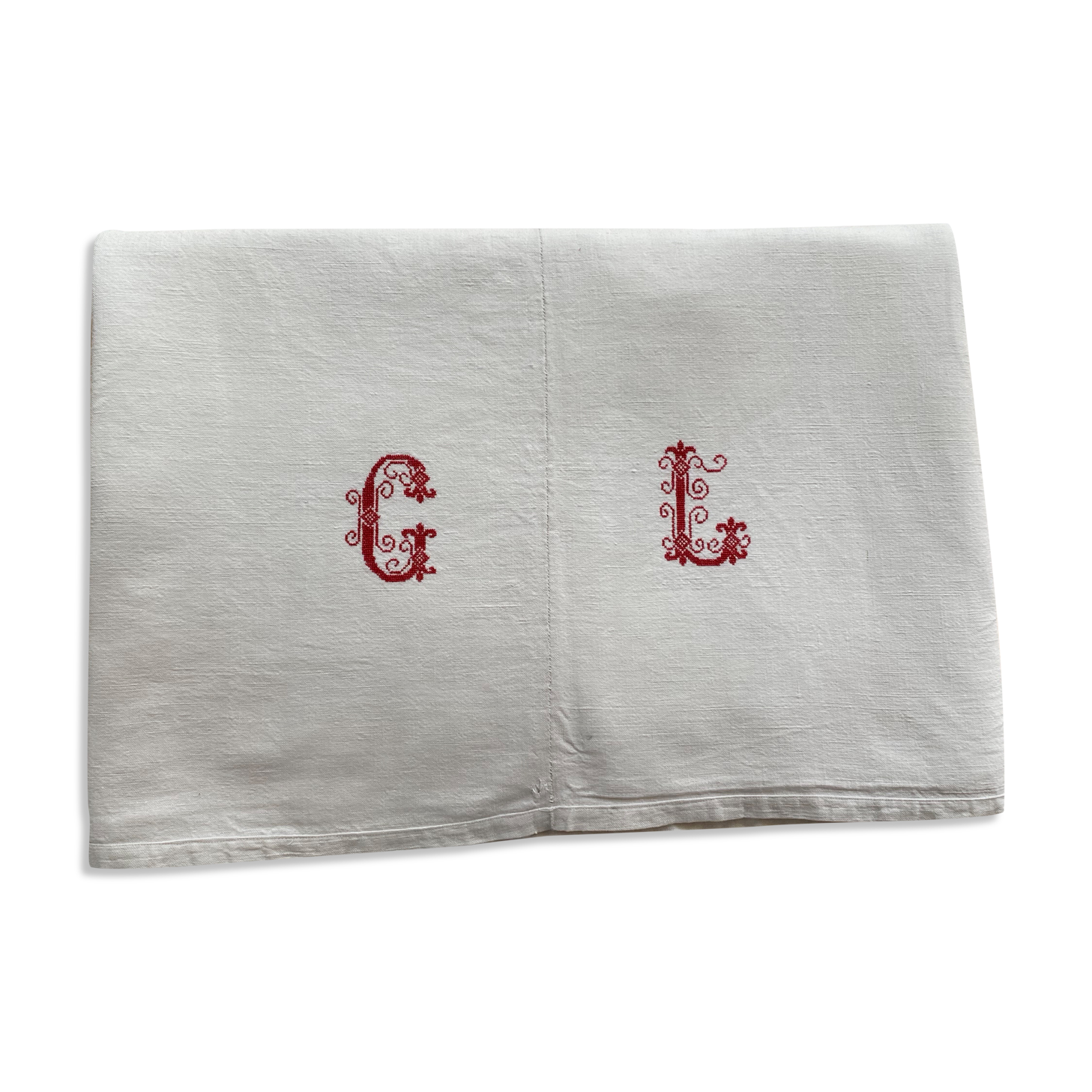 Old sheet with monogram