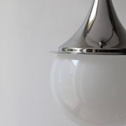 Space age glass and chrome ball suspension