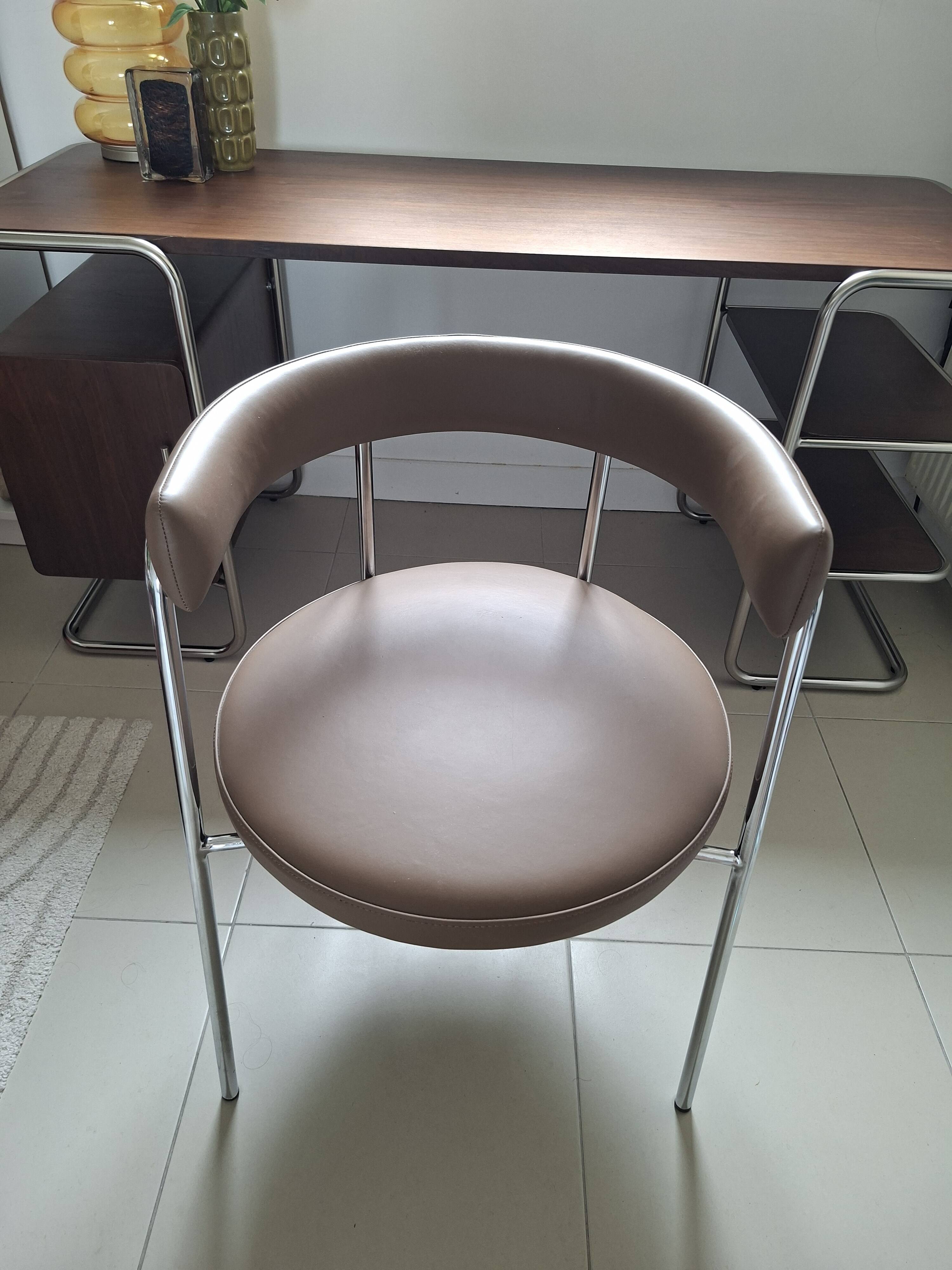Jubo AM.PM office chair — Chrome & brown leather (As new condition)