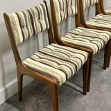 Set of 4 Teak Danish Dining Chairs with Original Fabric, 1970s