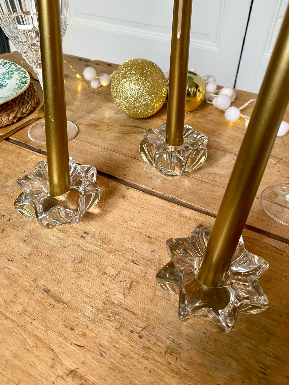 Set of 3 Pierre d'Avesn style glass candle holders