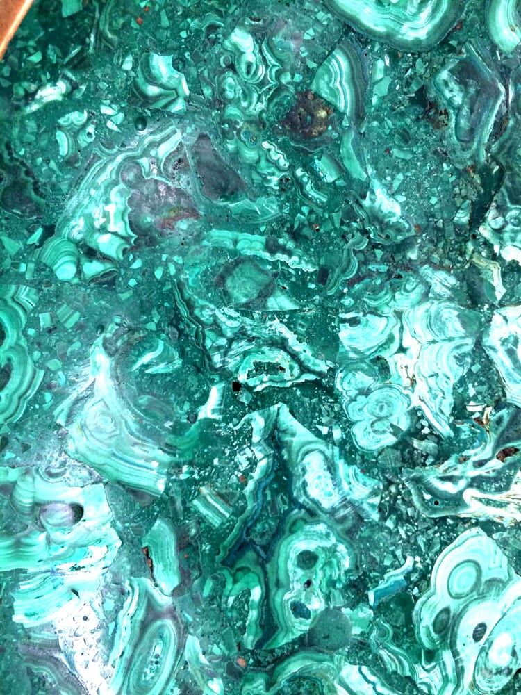 Malachite cut and brass, circa 1970