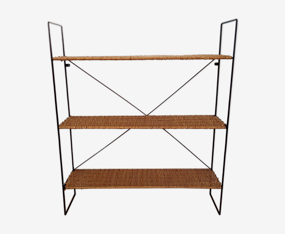 Metal shelf and rattan