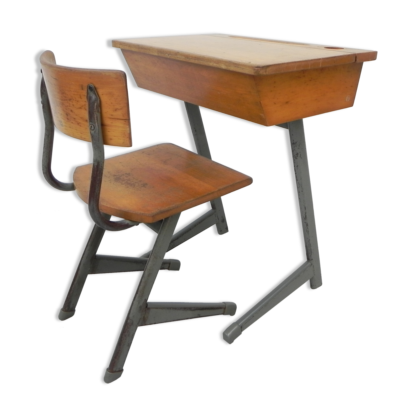 Desk and chair, industrial