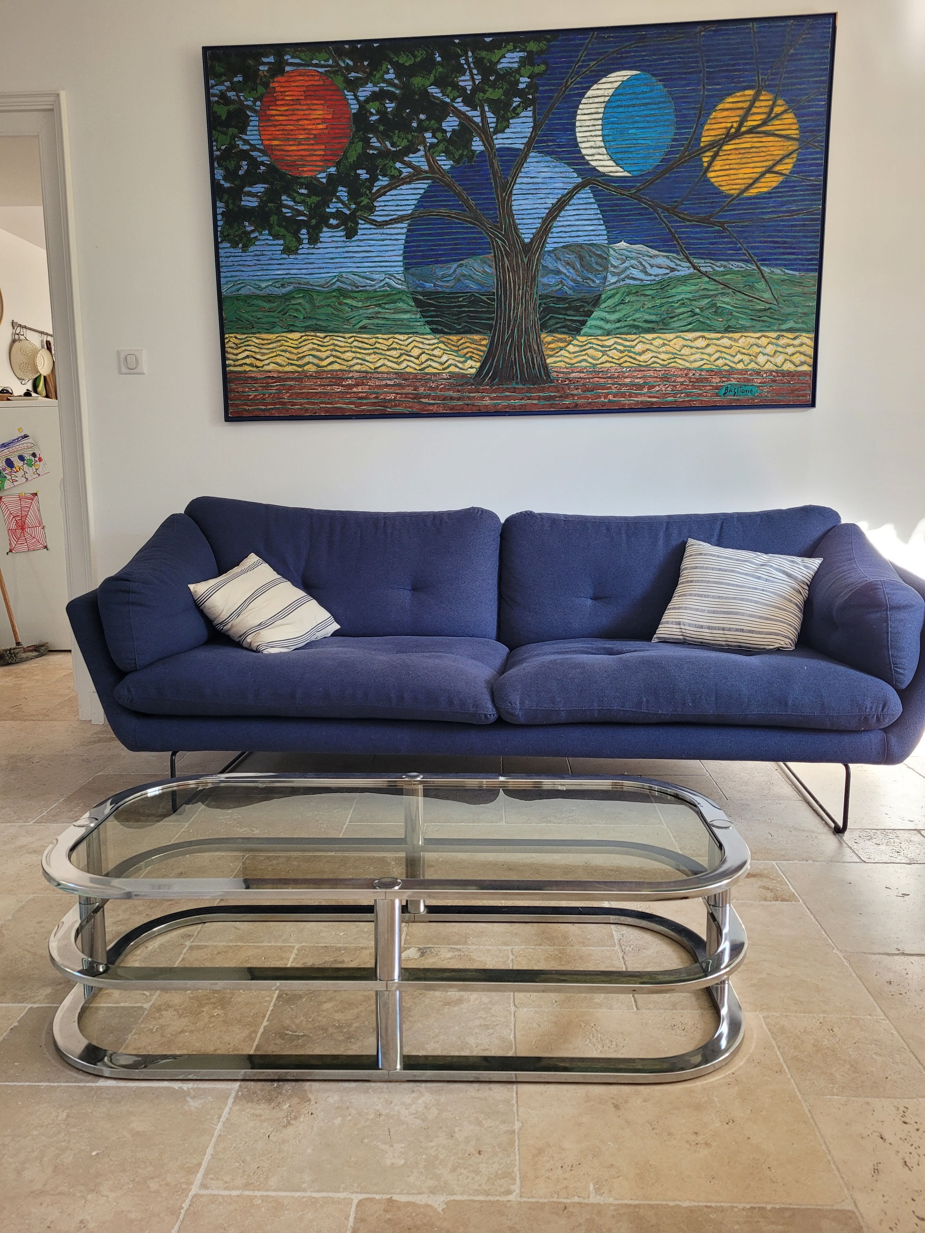 70s chrome coffee table