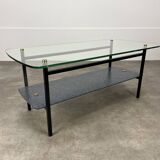 Table basse en métal et verre, années 50