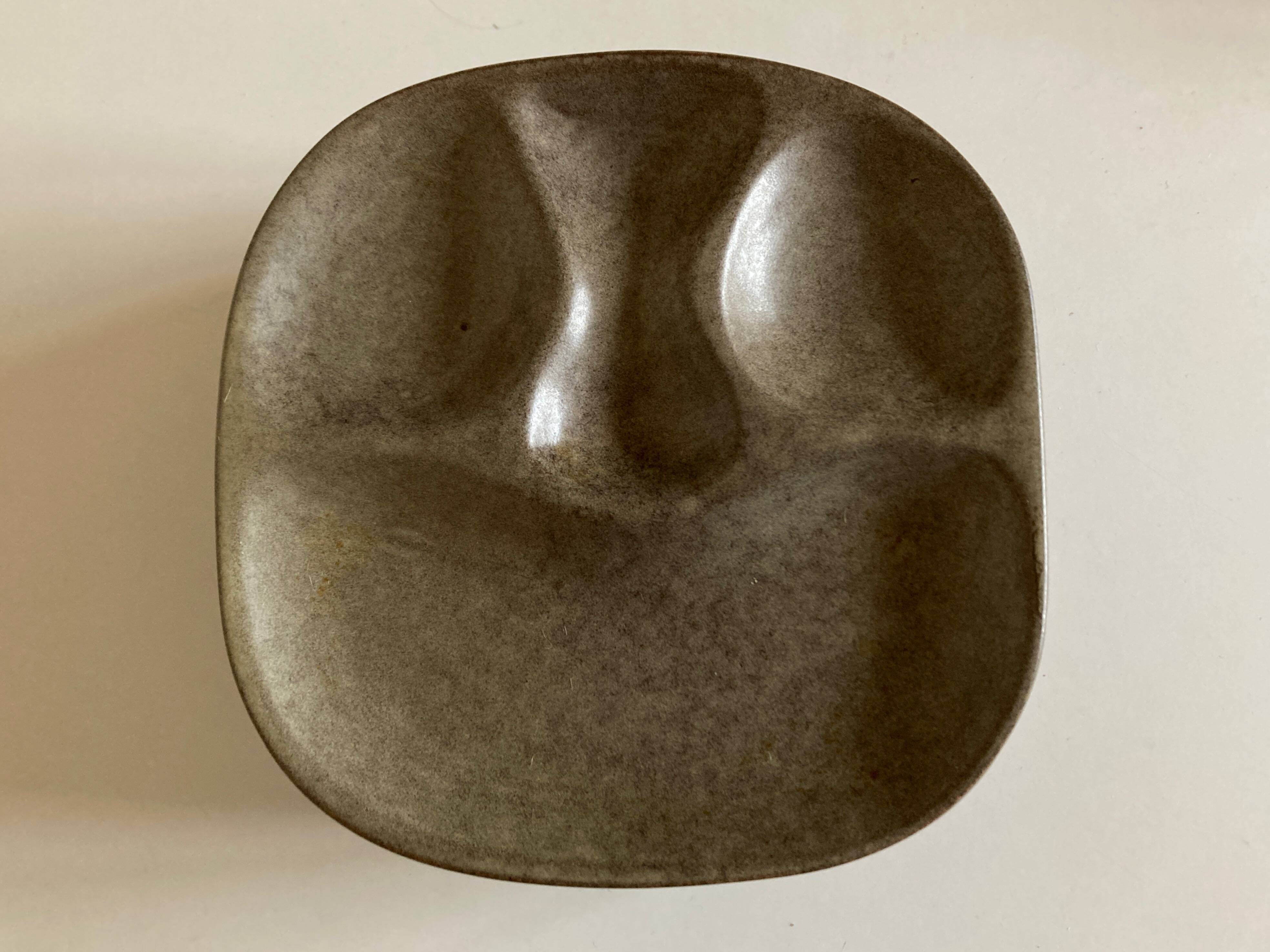 Set of 8 mid century modern stoneware potter's plates to identify