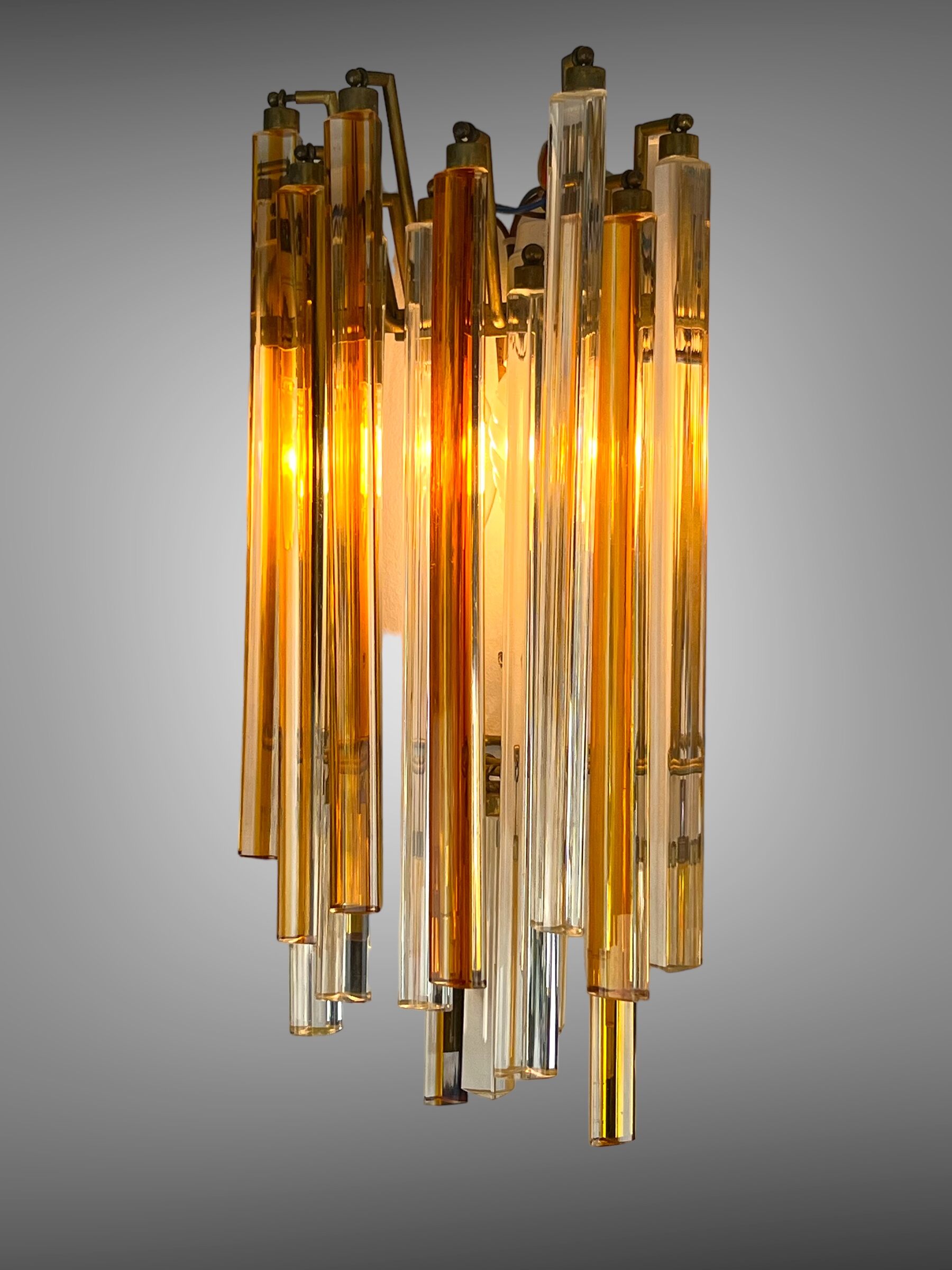 Pair of crystal sconces called "cascade" vintage murano by paolo venini