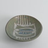 Midcentury-Modern Handmade Stoneware Bowl with Abstract Motif, 1960s