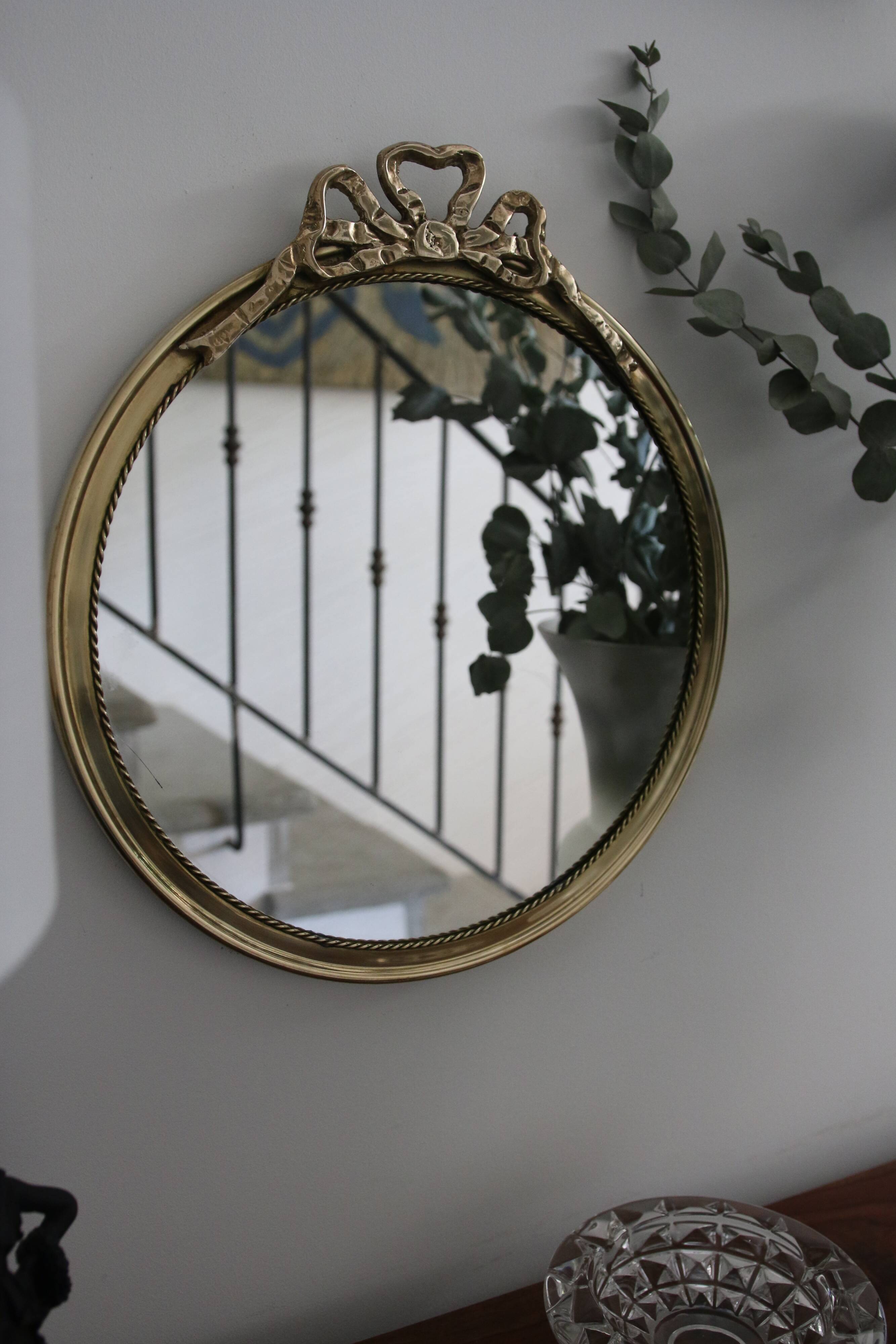 Vintage English brass mirror mid-20th century