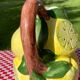 Hand-painted lemon barbotine pitcher vintage Italy