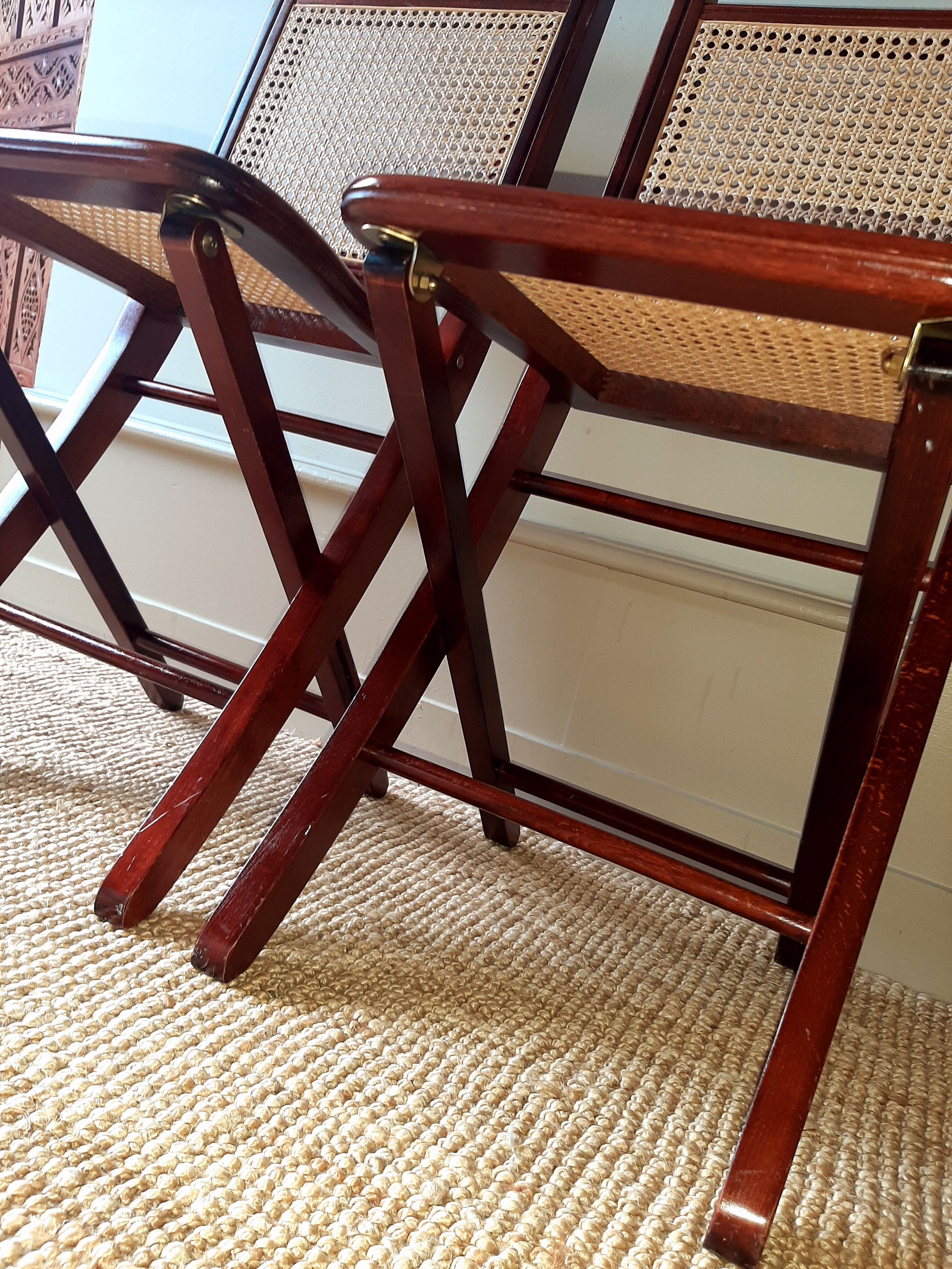 Folding wooden chairs and cannage