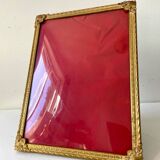 Vintage gold colored metal picture frame 24.5 cm x 18 cm convex glass