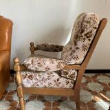 Wood and fabric armchair
