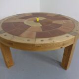 Large pine and ceramic coffee table by Lisbeth Sallingboe for Sallingboe, Denmark, 1970s.