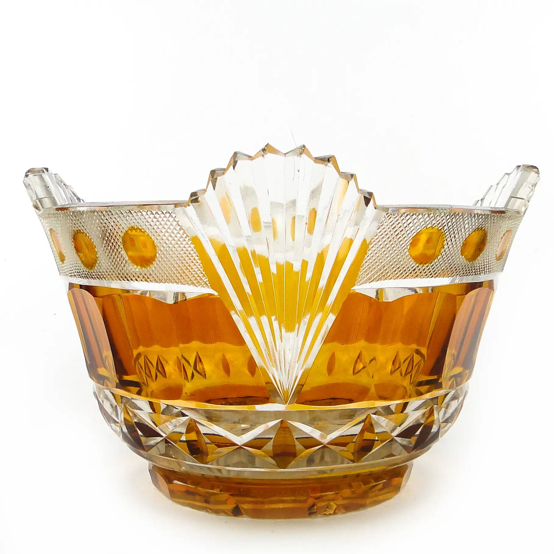 Mid-century modern fruit bowl, crystal, Poland, 1970s