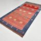 5x10 Blue and Red Vintage Kilim Rug, Handwoven Wool Area Rug, 149x291Cm