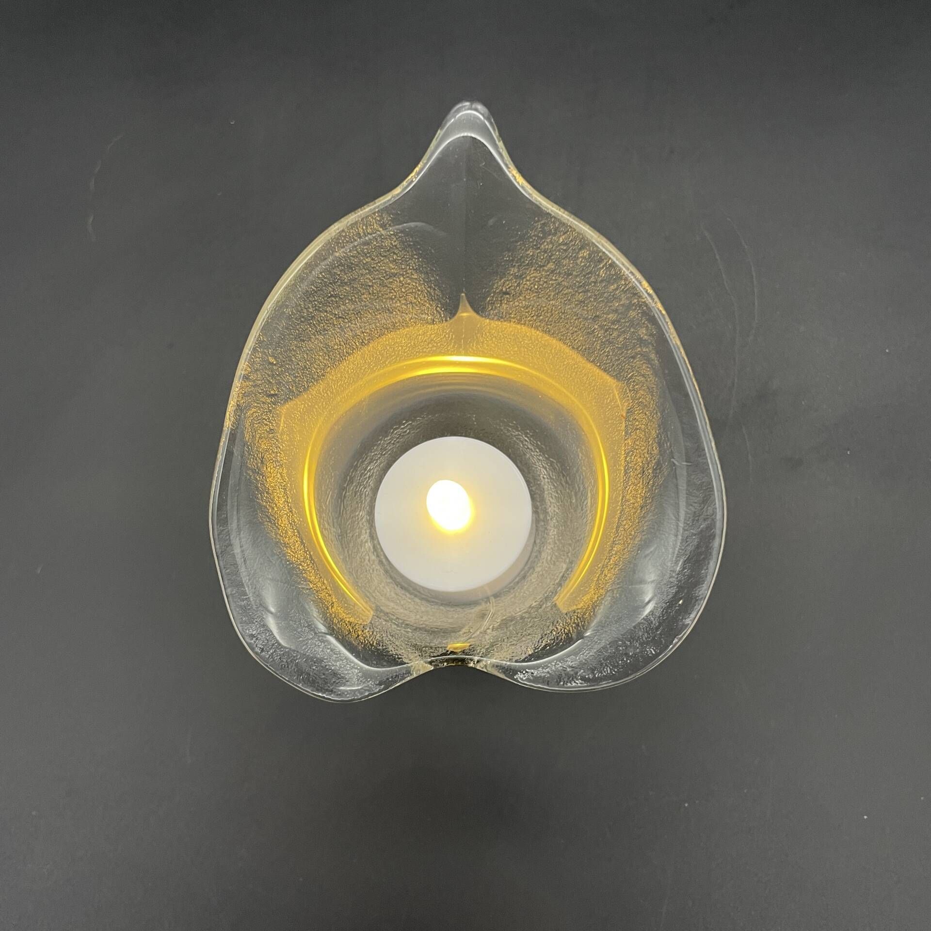 Vintage glass photophore in the shape of a calla lily – a