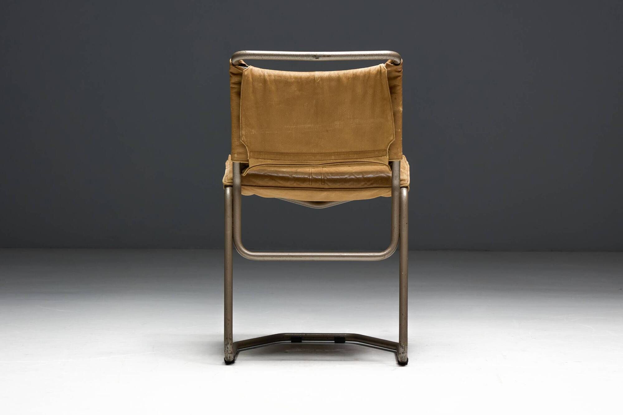 Leather & Steel Dining Chair by Raymond Rombouts, Belgium, 20th century