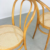 Vintage wide bentwood and cane chairs, set of 2