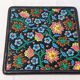 Ensemble émaux de Longwy dessous de plat et de bouteille décor floral