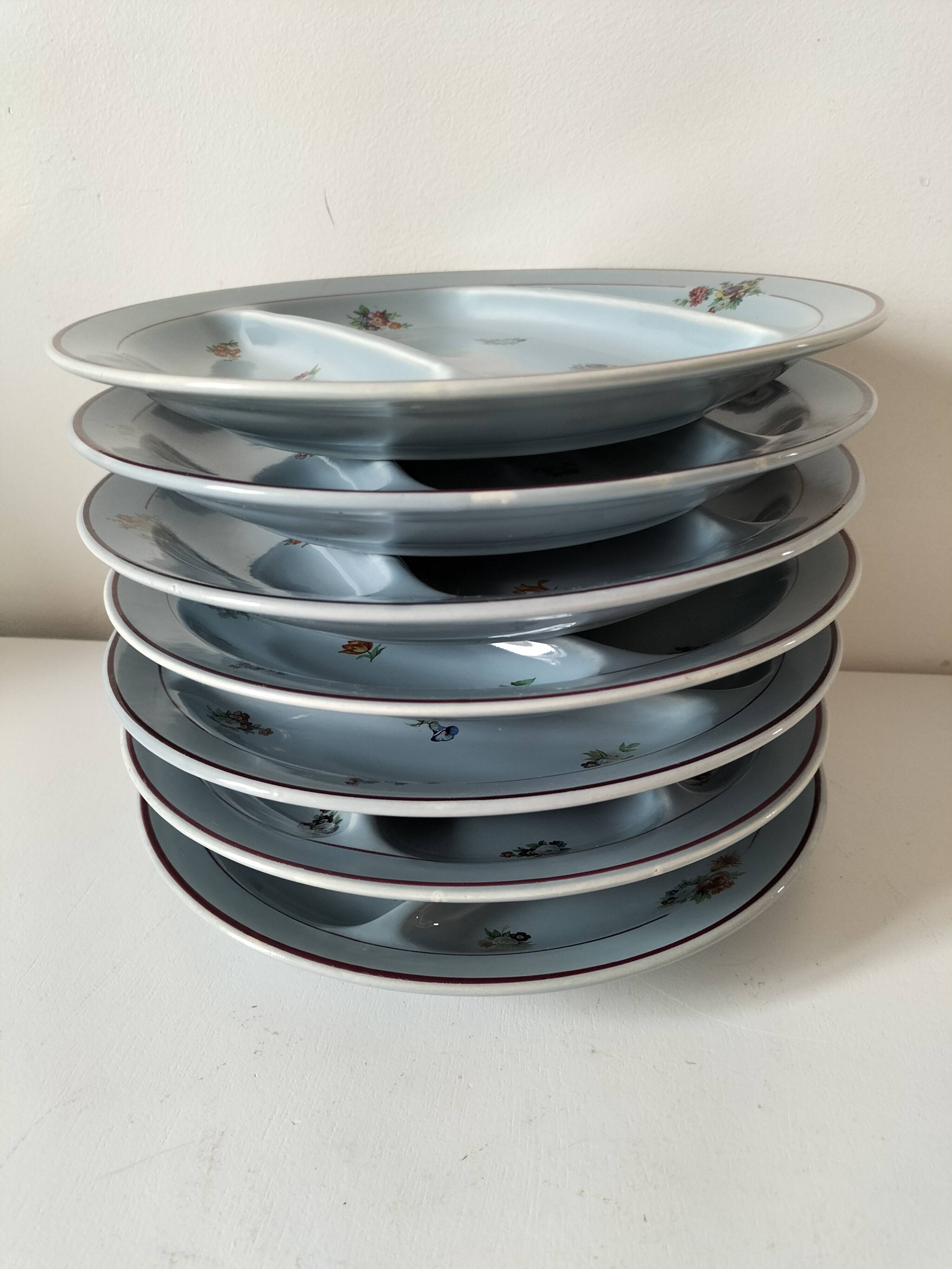 7 compartmentalized plates, Salins, France