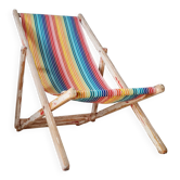 Long chair - Vintage deck chair with striped fabric