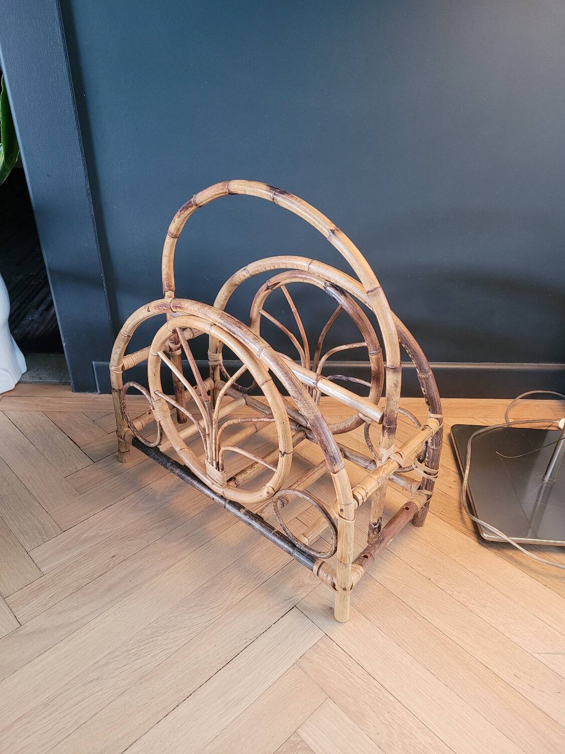 Vintage bamboo magazine rack