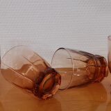 Set of 4 water glasses from the 30s smoked pink