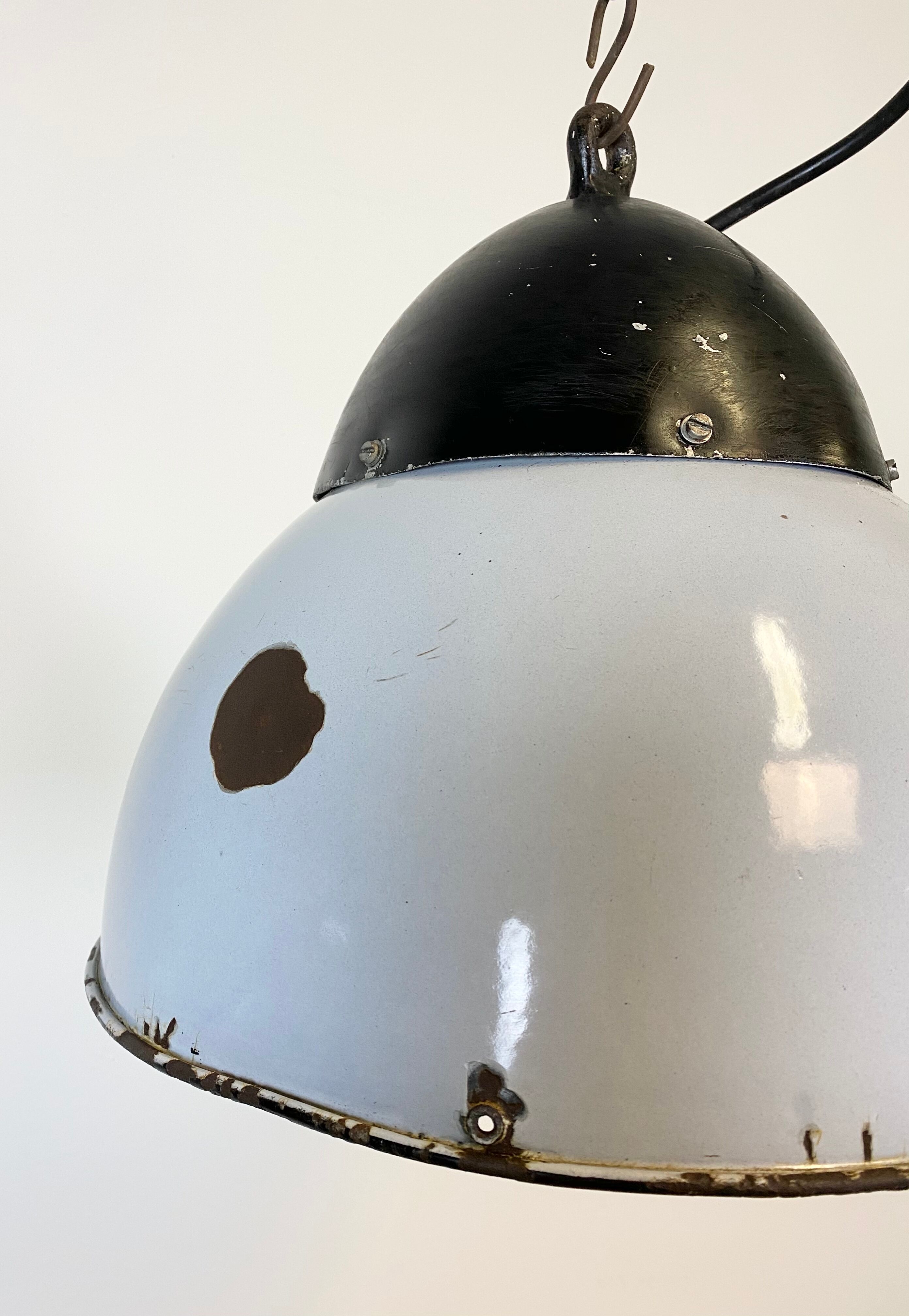 Vintage Grey Enamelled Hanging Lamp