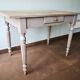 Table en bois bureau patine grise