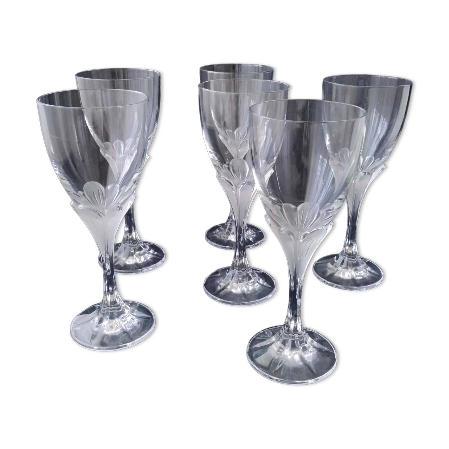 6 water glasses or large wine glasses in Cristal d'Arques Model Granville