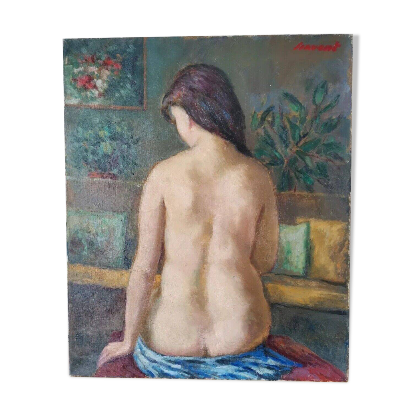 Peinture à l'huile femme nue impressionniste.