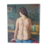 Peinture à l'huile de femme nue impressionniste.