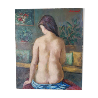 Peinture à l'huile femme nue impressionniste.