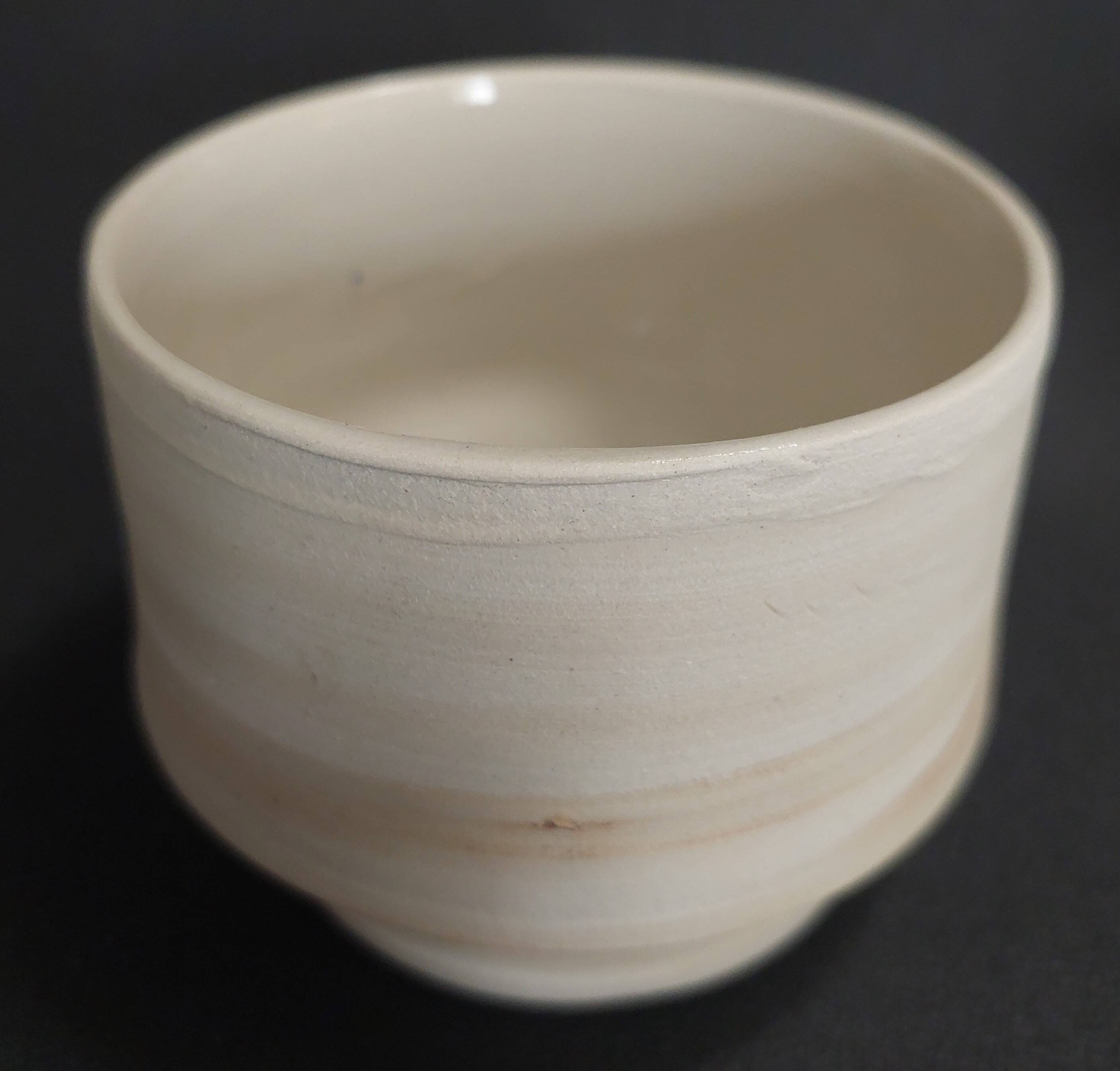Vintage matcha bowl, stoneware, handcrafted, signature to be identified.