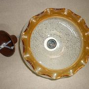 Chandelier in scratched glass and moiré rim