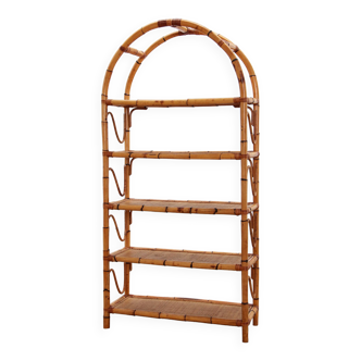 Large mediterranean bamboo wall unit room difather or bookcase 1970 italy