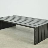 Vintage handmade wide SLATTED bench / side table, Netherlands 1970s