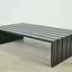 Vintage handmade wide SLATTED bench / side table, Netherlands 1970s