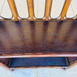 Vintage two-tier bamboo and rattan shelf with storage, Circa 1960