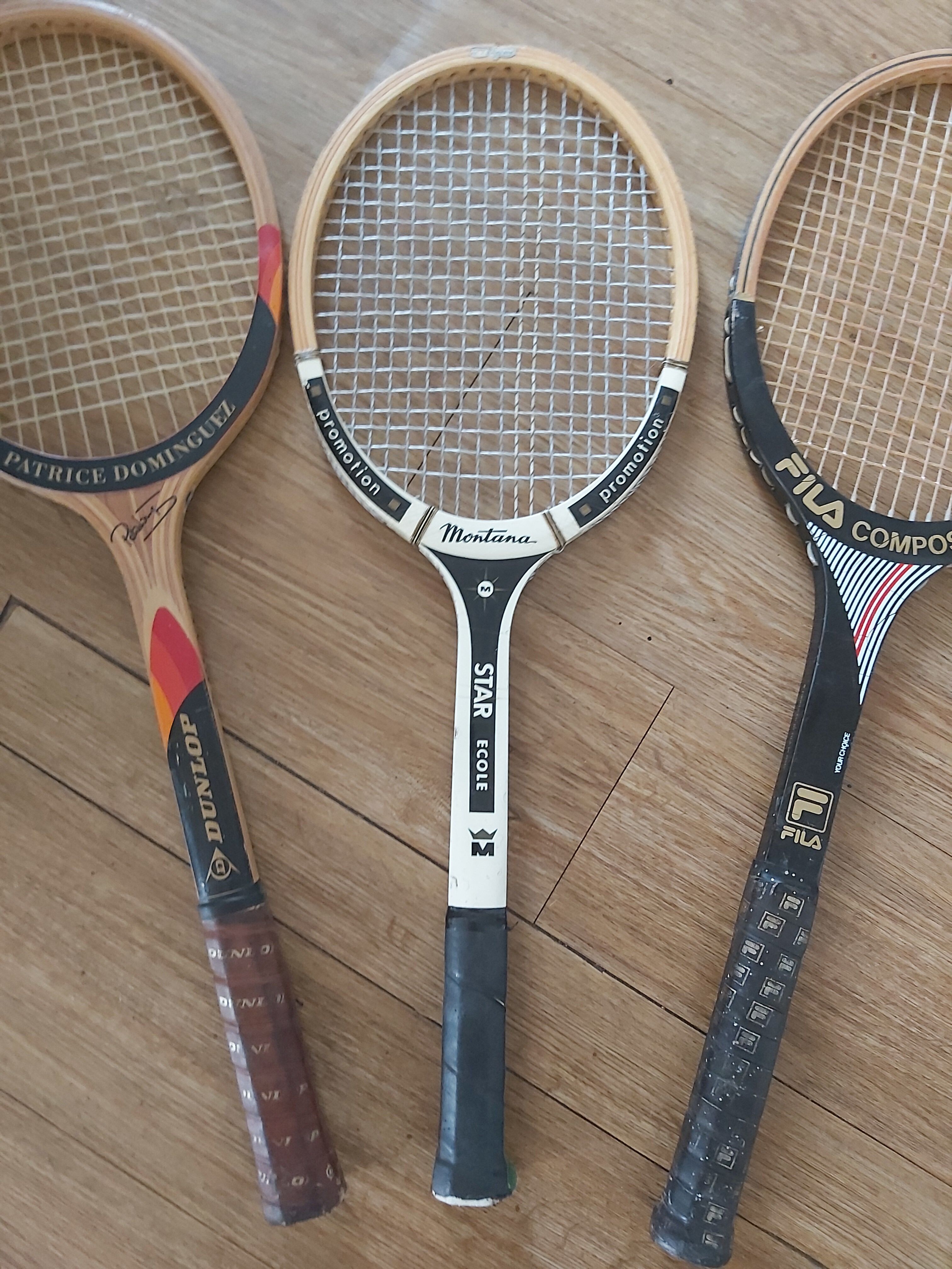Série de 3 raquettes de tennis vintage