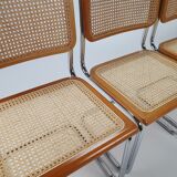 Set of 4 Tubular Frame and Cane Cantilever dining chairs, Italy, 1970s