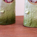 Pair of porcelain vases with portrait decoration of a woman