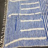 Berber rug in natural wool, blue and white, size 2/3 m.
